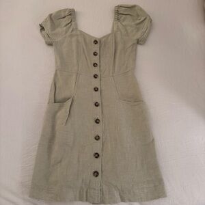 Madewell Linen Cotton Blend Button-Front Mini Dress